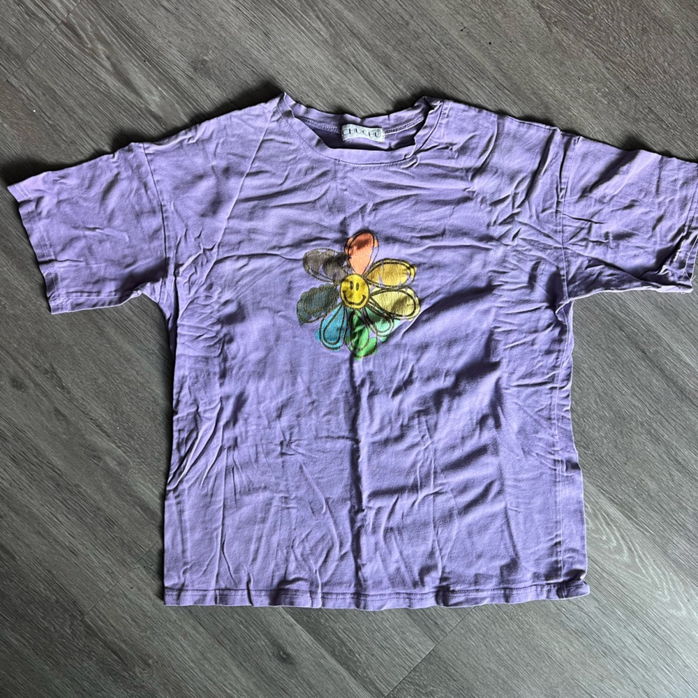 Vibrant Purple Tee with Floral Graphic